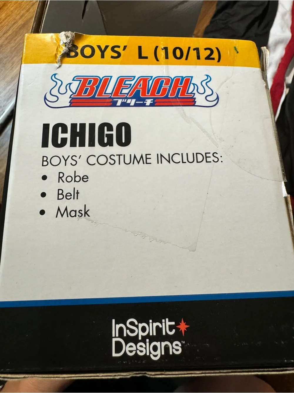 NWT Bleach Ichigo Boys L 10/12 Halloween Costume Robe Belt Mask Anime
